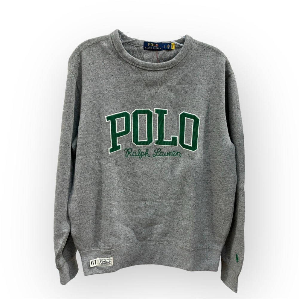 POLO RALPH LAUREN GREEN CORDUROY LETTER SPELLOUT SWEATSHIRT SZ. SMALL